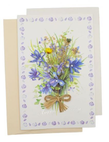 Felicitare 3D cu plic, model cu flori aplicate - YSH 06