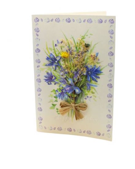 Felicitare 3D cu plic, model cu flori aplicate - YSH 06
