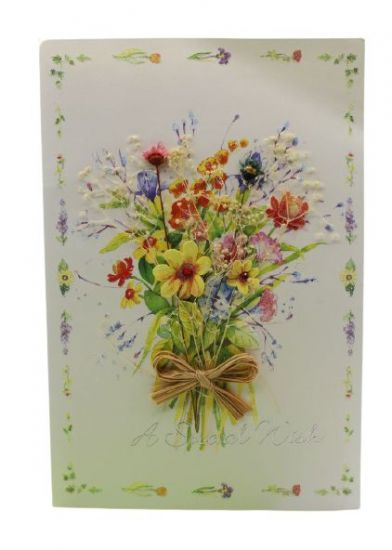 Felicitare 3D cu plic, model cu flori aplicate - YSH 07