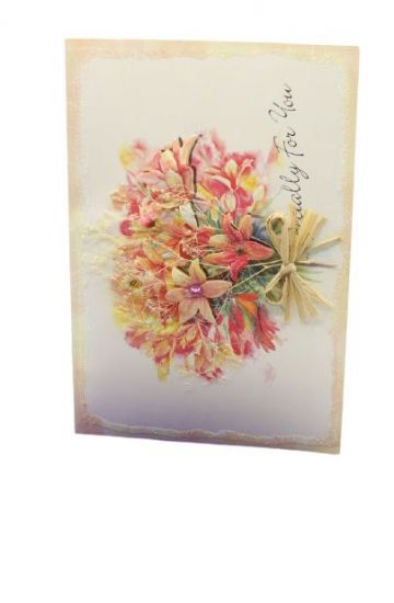 Felicitare 3D cu plic, model cu flori aplicate - YSH 08