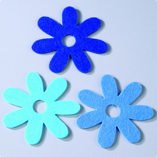 Set 9 flori din fetru Blue Line, 10 cm