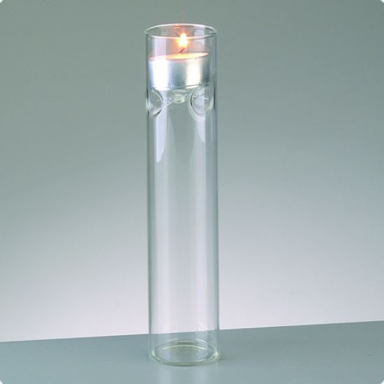 Suport pentru lumanare, din sticla, forma cilindrica, 18 cm