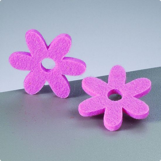 Set 4 flori din fetru, 6 petale - Rosa