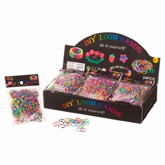 Set 200 elastice pentru bratari , cu iglita si inchizatori - asortiment duo-colors