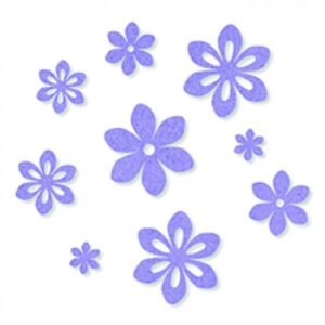 Set 9 flori din fetru cu adeziv - Lila