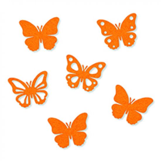 Set 6 fluturi din fetru cu adeziv - Orange
