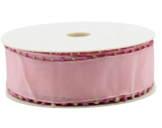 Panglica din tafta cu sarma pe margini, latime 40 mm - Loops Rosa