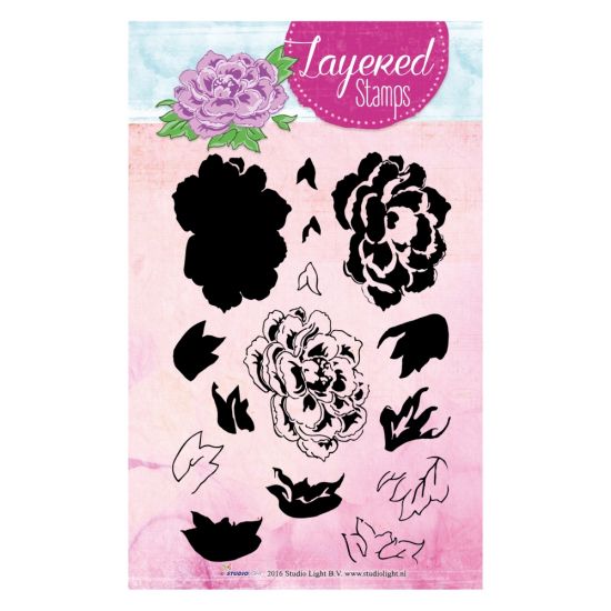 Set 15 stampile secventiale din silicon - Peony