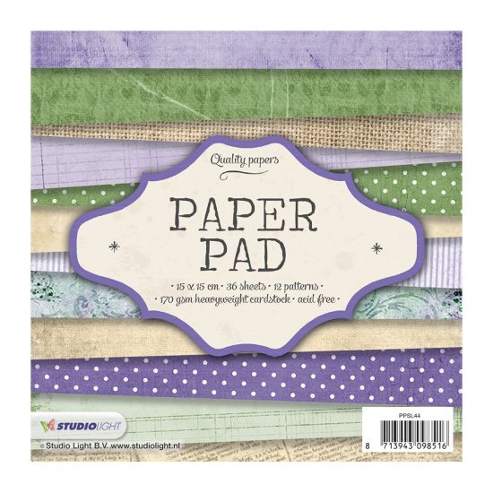 Set 36 coli imprimate pe o singura parte, 15 x 15 cm - Studio Light Paper Pad nr 44