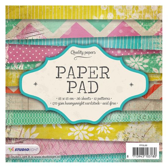 Set 36 coli imprimate pe o singura parte, 15 x 15 cm - Studio Light Paper Pad nr 66