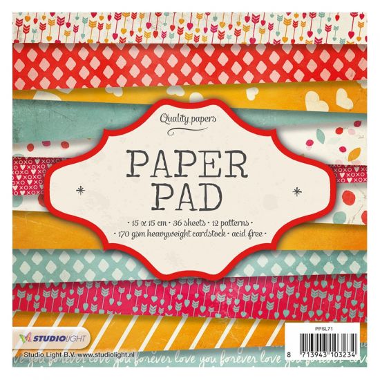 Set 36 coli imprimate pe o singura parte, 15 x 15 cm - Studio Light Paper Pad nr 71