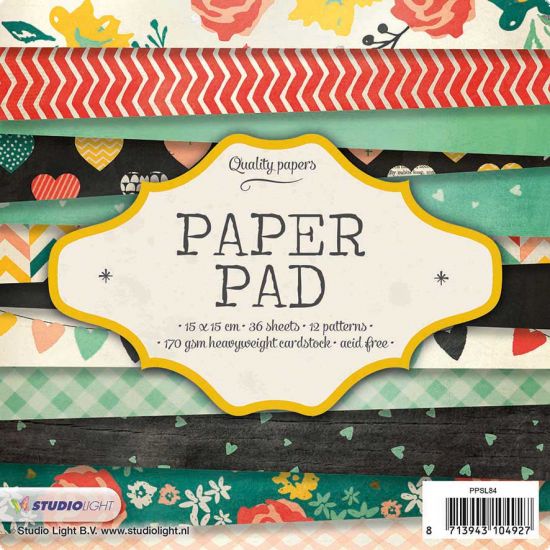 Set 36 coli imprimate pe o singura parte, 15 x 15 cm - Studio Light Paper Pad nr 84