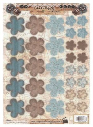 Coala imprimata cu forme flori predecupate - 3D Vintage Line - Blue
