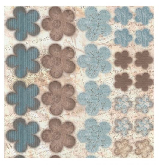 Coala imprimata cu forme flori predecupate - 3D Vintage Line - Blue