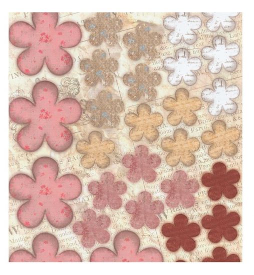 Coala imprimata cu forme flori predecupate - 3D Vintage Line - Red