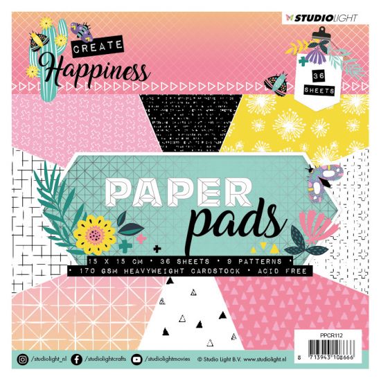 Set 36 coli imprimate pe o singura parte, 15 x 15 cm - Studio Light Paper Pad nr 112