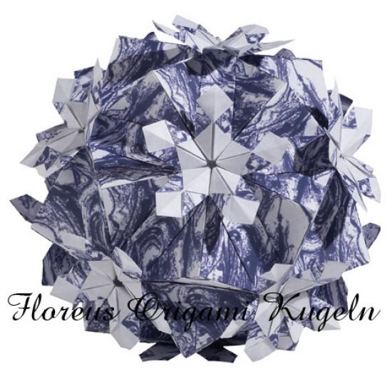 Set 32 coli hartie origami, 10 x 10 cm, 110 g/m2 - Blue Suminagashi