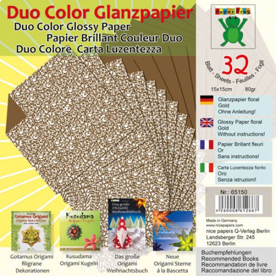 Set 32 coli hartie origami, 15 x 15 cm, 80 g/m2 - Duo Color Glossy Paper