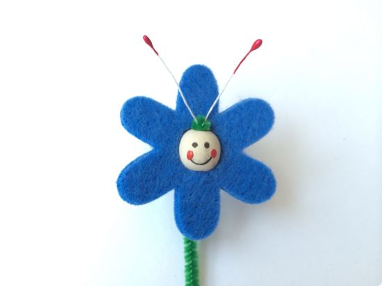 Set creativ iepure maro din fetru si floare