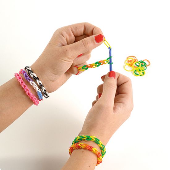 Set 200 elastice pentru bratari , cu iglita si inchizatori - asortiment duo-colors