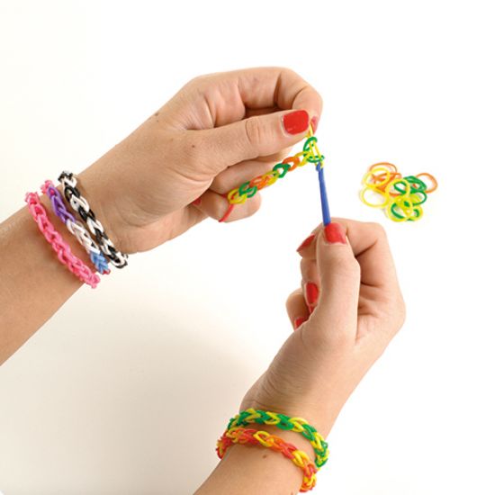 Set 200 elastice pentru bratari , cu iglita si inchizatori - asortiment duo-colors