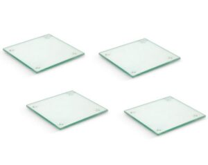 Set 4 blancuri din sticla transparenta - Coastere patrate