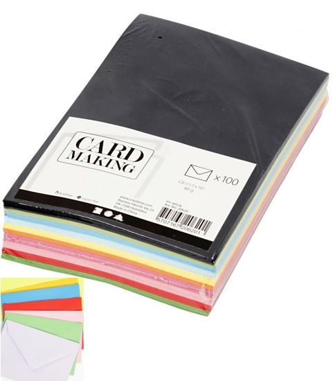 Set 100 plicuri C6, 80 g/m2, culori asortate