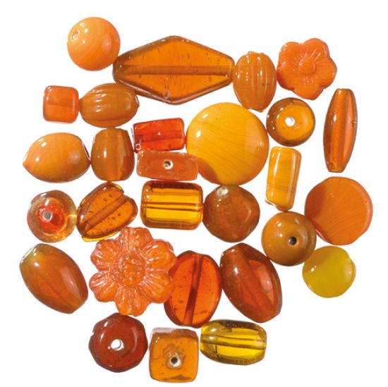 Margele indiene din sticla, 12-18 mm - orange