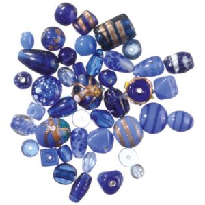 Margele indiene din sticla, 6-12 mm - blue