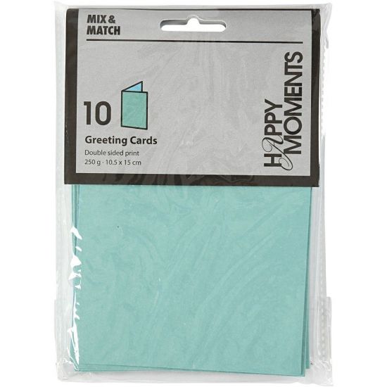 Set 10 cartoane A5 embosate, cu doua fete uni - Dark Turquoise / Light Turquoise