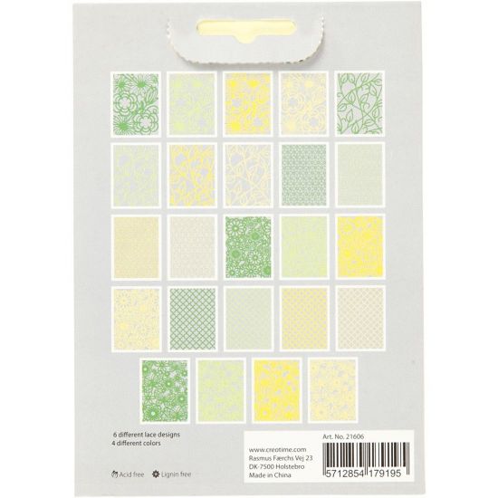 Set 24 coli dantela din carton - Lace Patterns Green