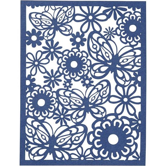Set 24 coli dantela din carton - Lace Patterns Blue