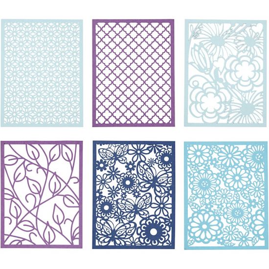 Set 24 coli dantela din carton - Lace Patterns Blue