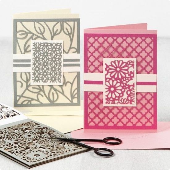 Set 24 coli dantela din carton - Lace Patterns Green