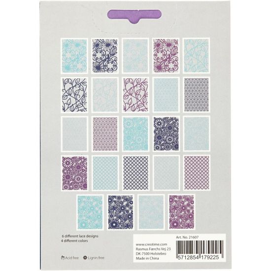 Set 24 coli dantela din carton - Lace Patterns Blue