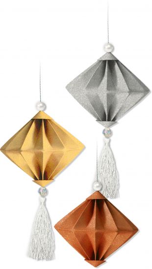 Set Paper Decoration - Plissee Ornaments Gold