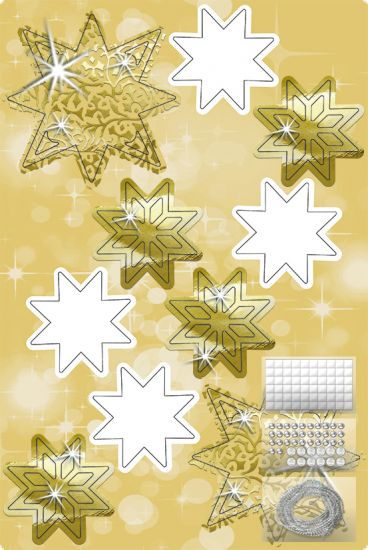 Set Paper 3D Decoration Stars - Gold