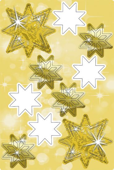 Set Paper 3D Decoration Stars - Gold