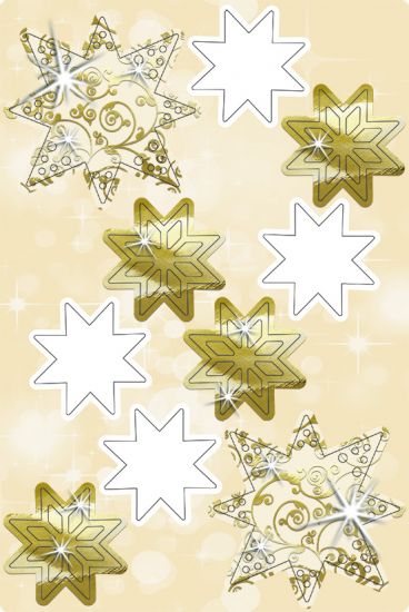 Set Paper 3D Decoration Stars - Gold