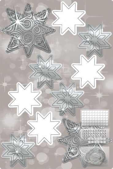 Set Paper 3D Decoration Stars - Silver