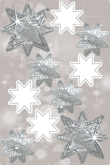 Set Paper 3D Decoration Stars - Silver