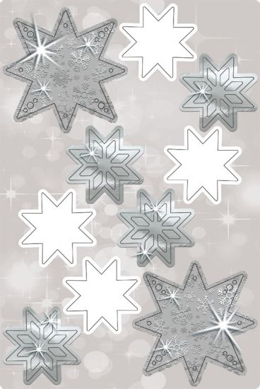 Set Paper 3D Decoration Stars - Silver