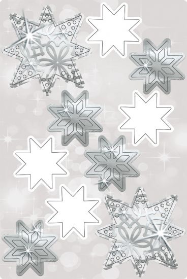 Set Paper 3D Decoration Stars - Silver