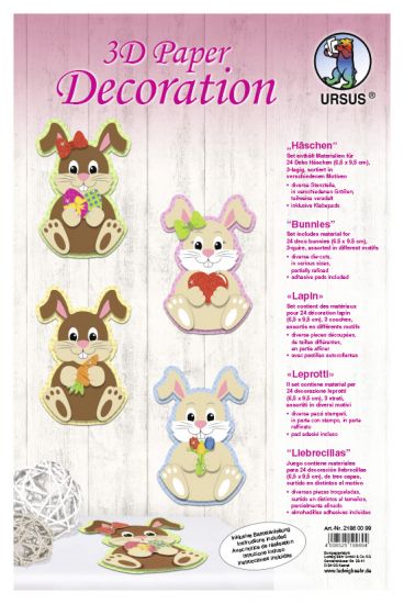 Set Paper 3D Decoration - Bunnies