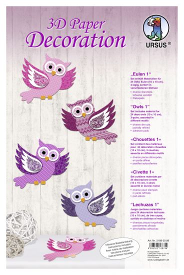 Set Paper 3D Decoration - Owls 1