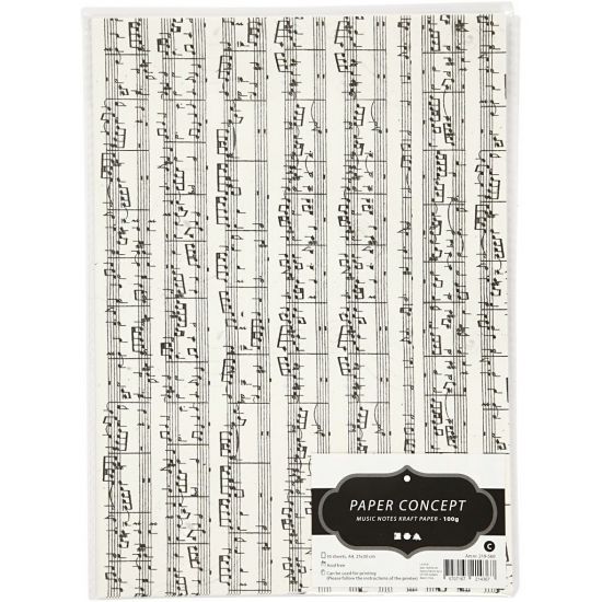 Set 10 coli A4 hartie craft 100 g/m2 imprimata - Music Notes