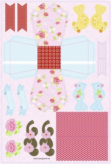 Set casute pentru pasari Blooming Rose