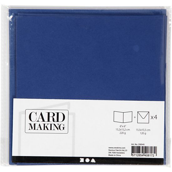 Set 4 coli 15,2 x 15,2 cm pliate si 4 plicuri 16 x 16 cm - Blue