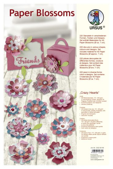 Set Paper Blossoms - Crazy Hearts