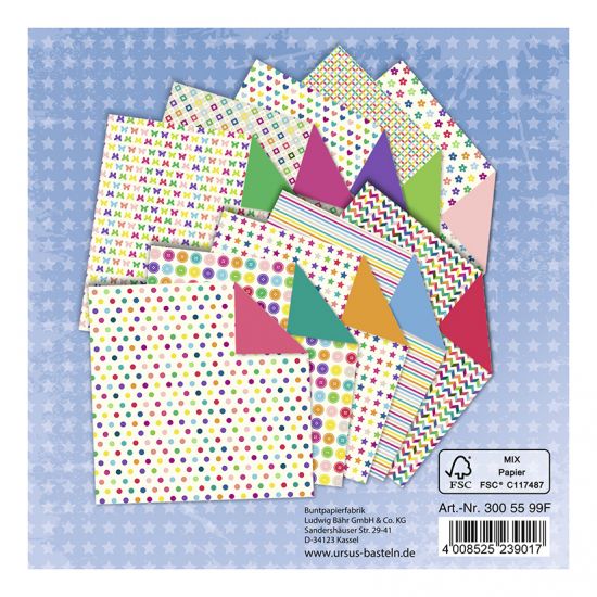 Set hartie origami, 10 x 10 cm, 80 g/m2 - Mini mix